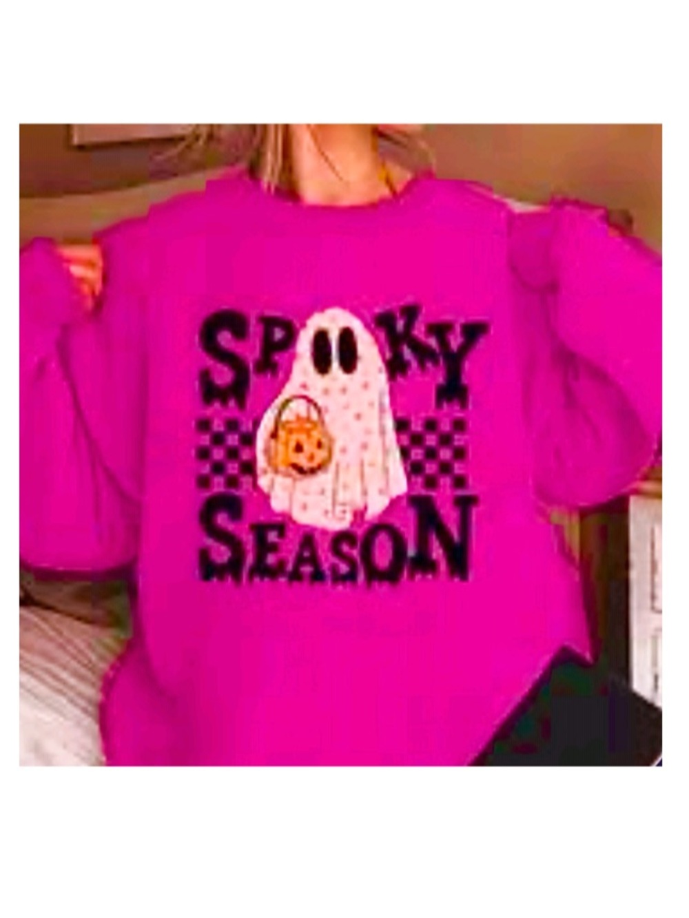 Rebel Raven pink Spooky Season Halloween fleece sweatshirt